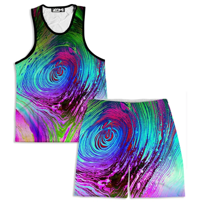 Rainbow Vortex Men's Tank and Shorts Combo sold by iEDM
