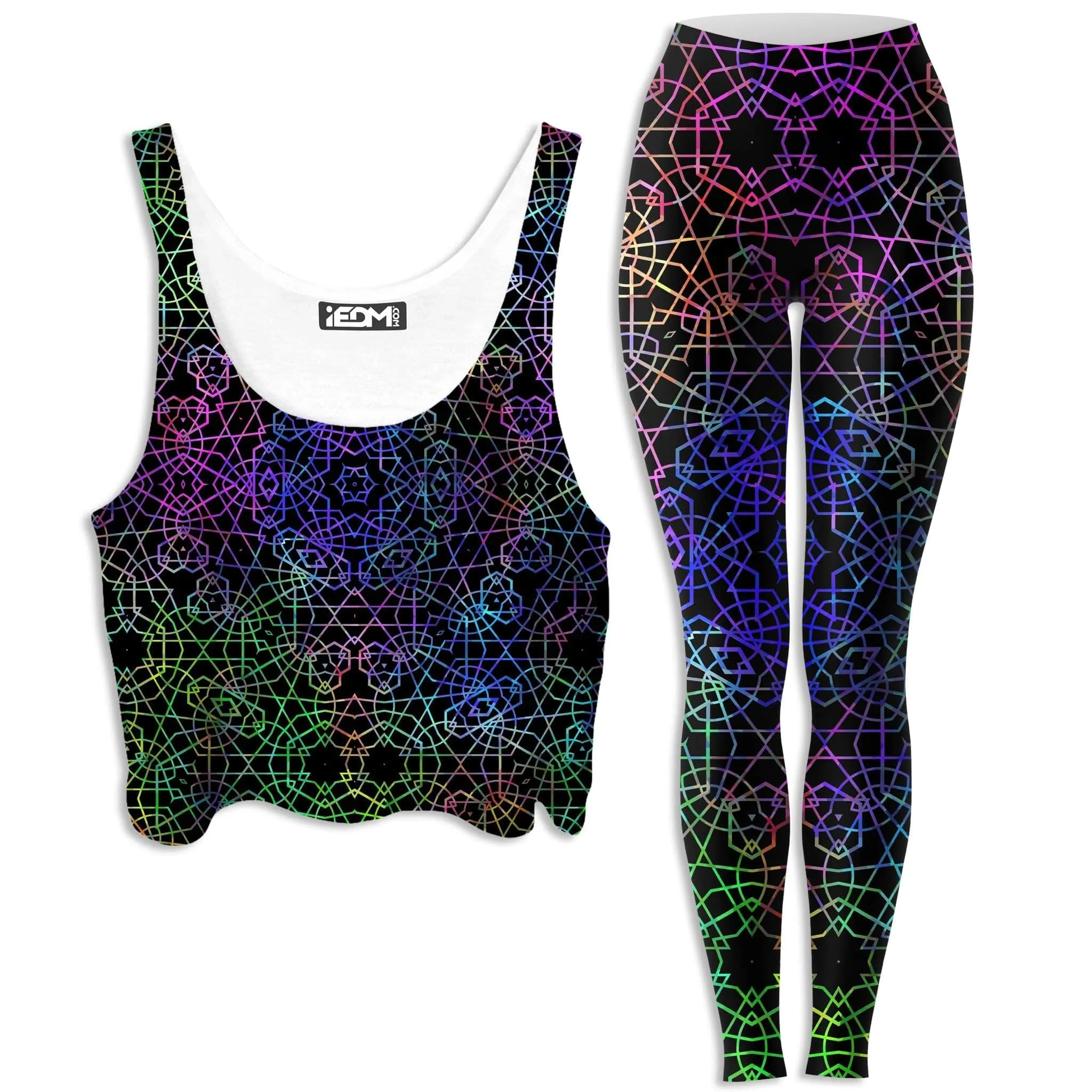 Symmetrical Color Journey Crop Top and Leggings Combo sold by iEDM