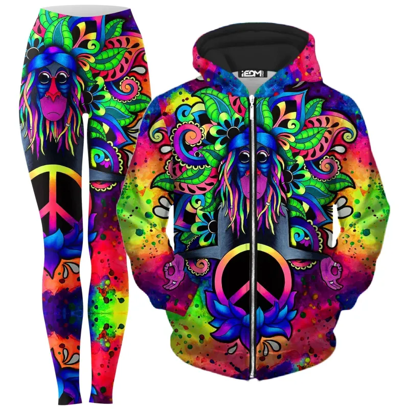 Peace Rafiki Zip-Up Hoodie and Leggings Combo sold by iEDM