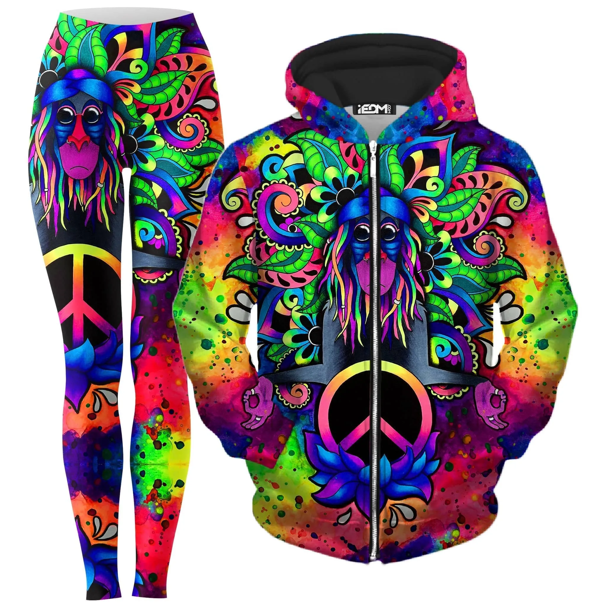 Peace Rafiki Zip-Up Hoodie and Leggings Combo sold by iEDM