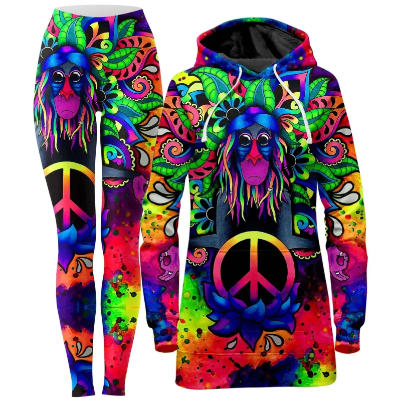 Peace Rafiki Hoodie Dress and Leggings Combo sold by iEDM
