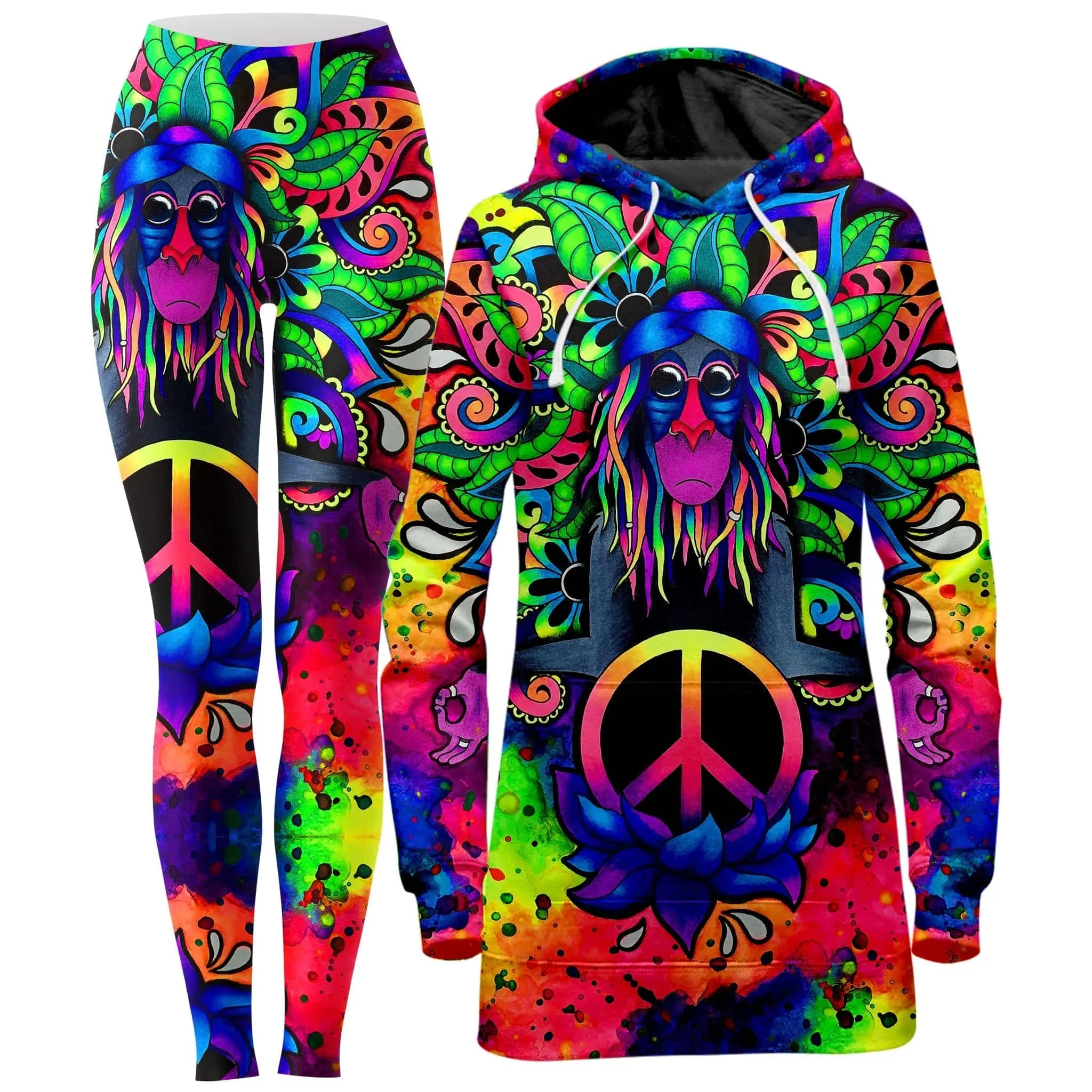 Peace Rafiki Hoodie Dress and Leggings Combo sold by iEDM