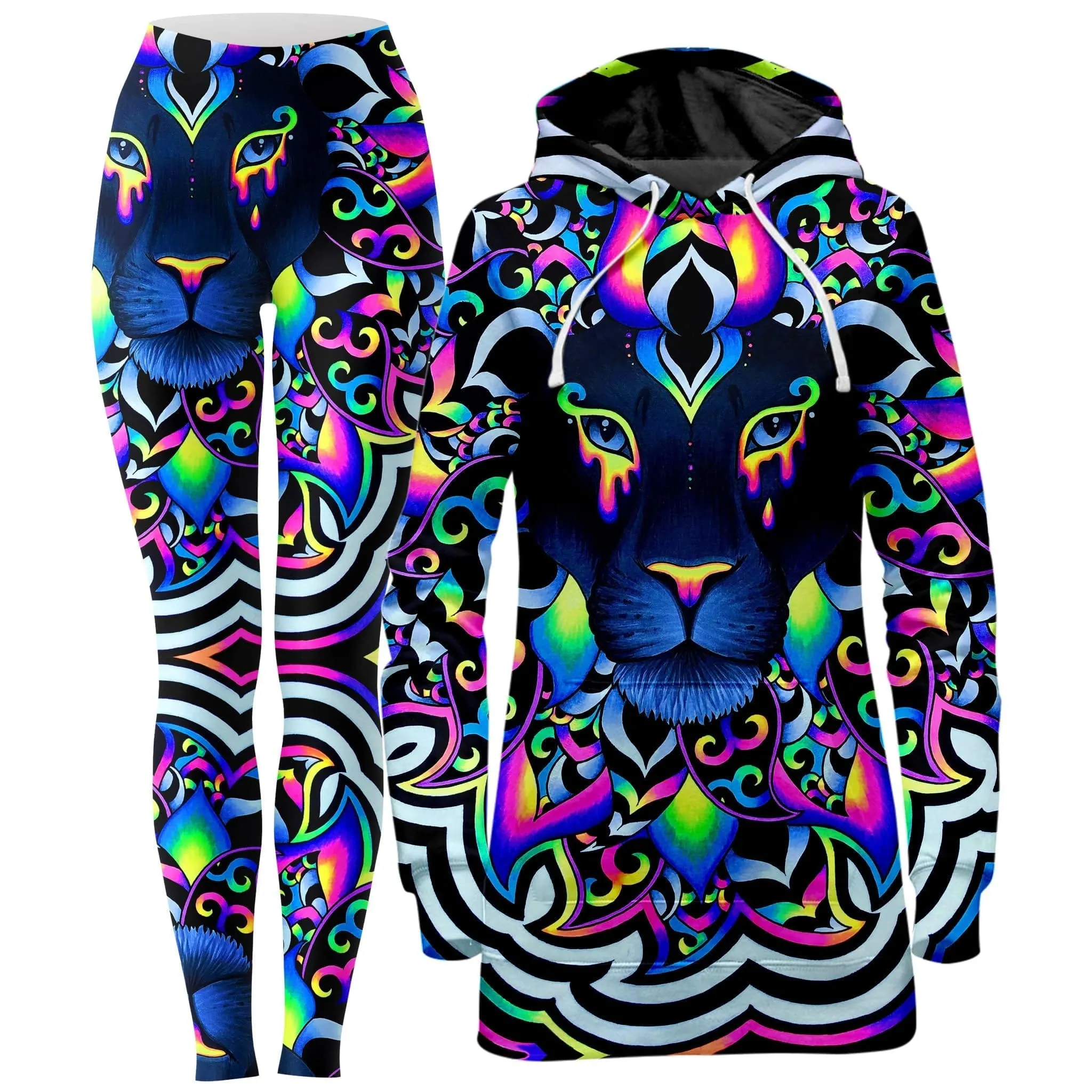 Electric Lion Hoodie Dress and Leggings Combo sold by iEDM