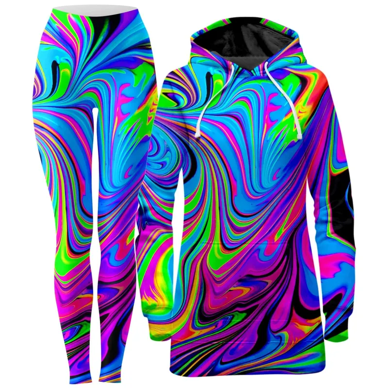 Cosmic Flow Hoodie Dress and Leggings Combo sold by iEDM