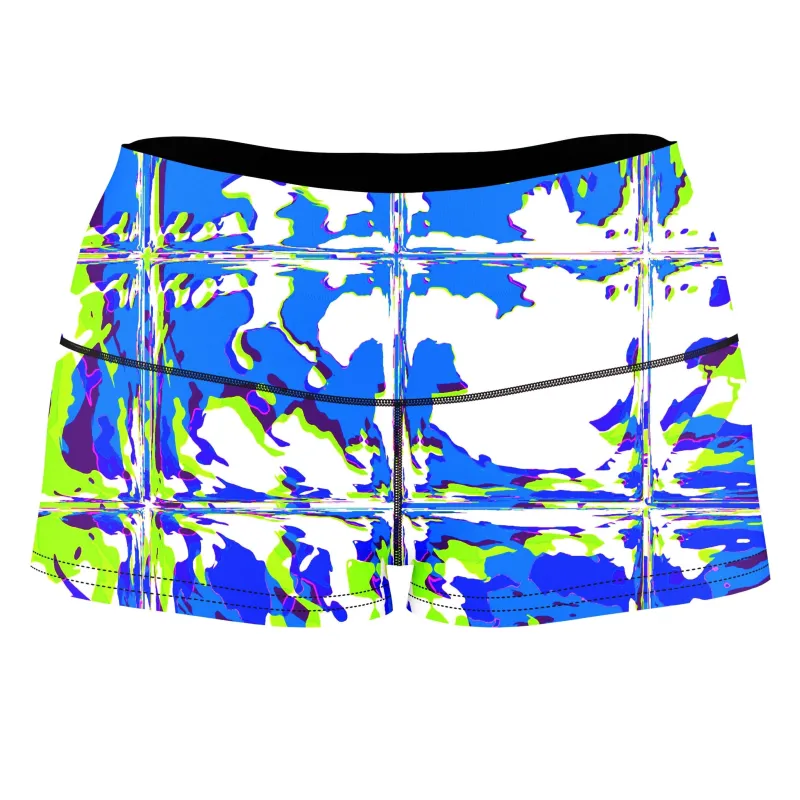 Blue Rave Glitch High-Waisted Women's Shorts sold by iEDM