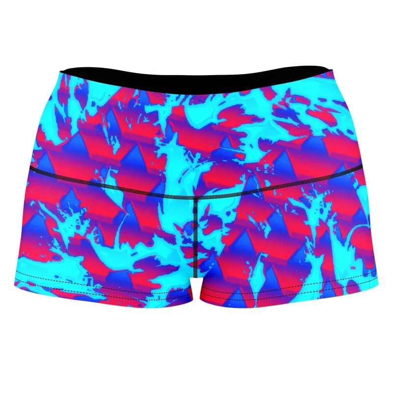 Berry Blast Hypno Splatter High-Waisted Women's Shorts sold by iEDM