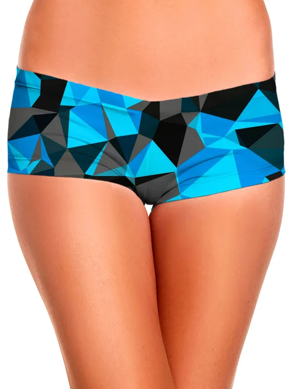 Blue and Black Geo Booty Shorts sold by iEDM