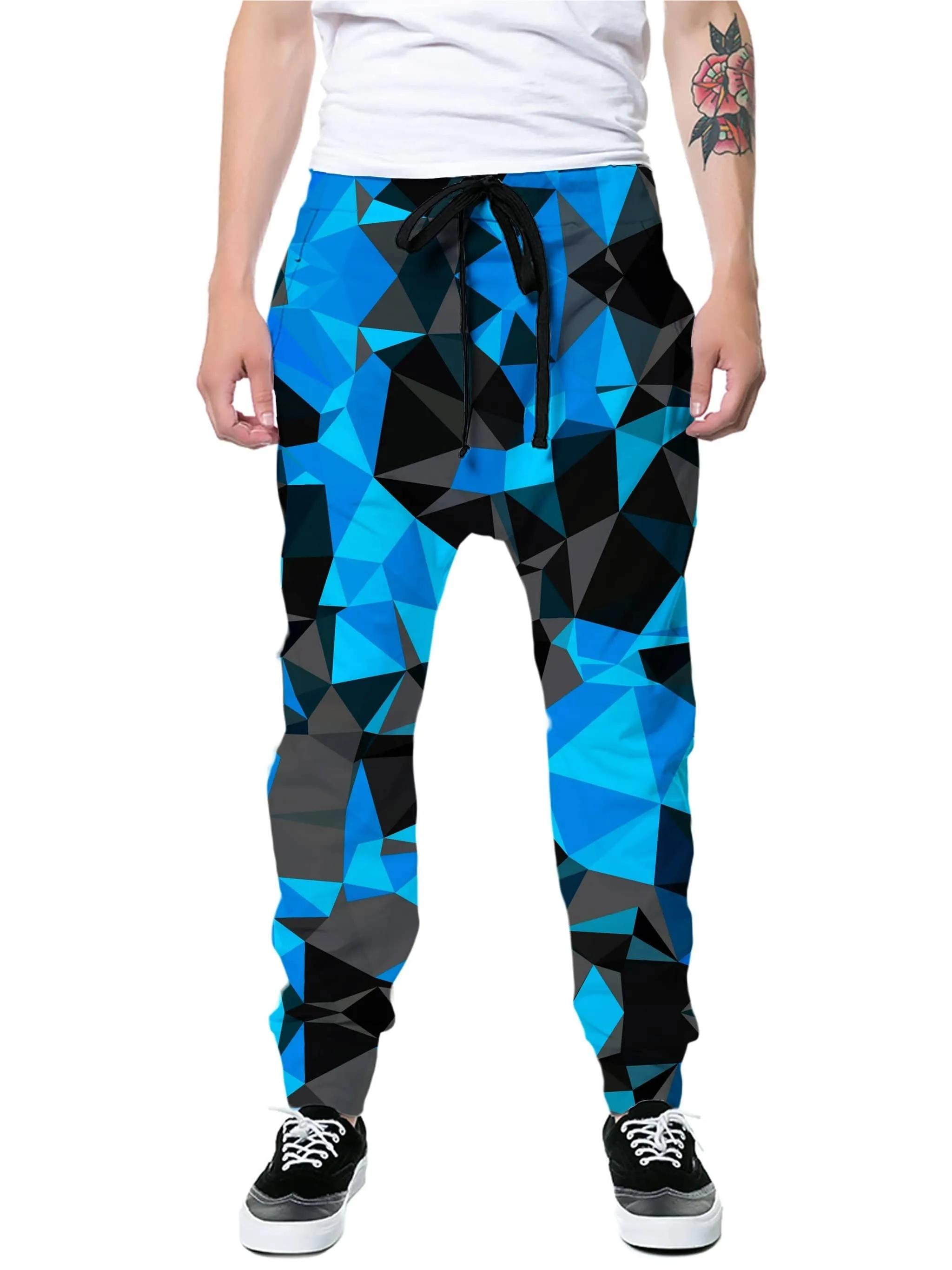 Blue and Black Geo Joggers sold by iEDM