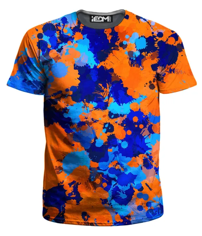 Blue and Orange Paint Splatter 2 Men's T-Shirt sold by iEDM