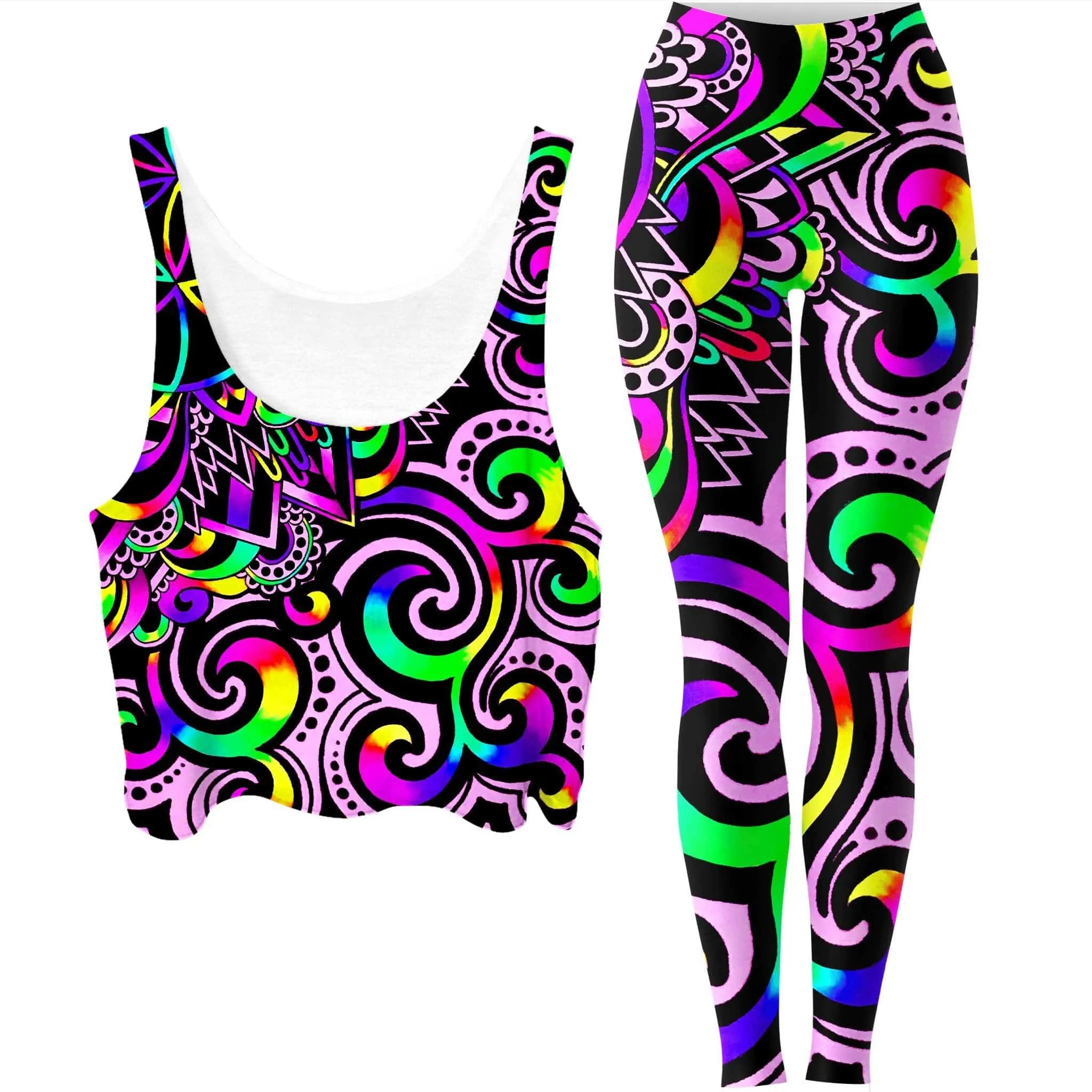 White Doodle Magic Crop Top and Leggings Combo sold by iEDM