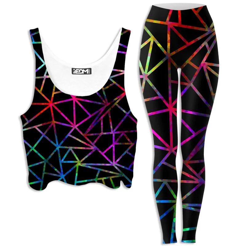 Webbed Geometric Crop Top and Leggings Combo sold by iEDM