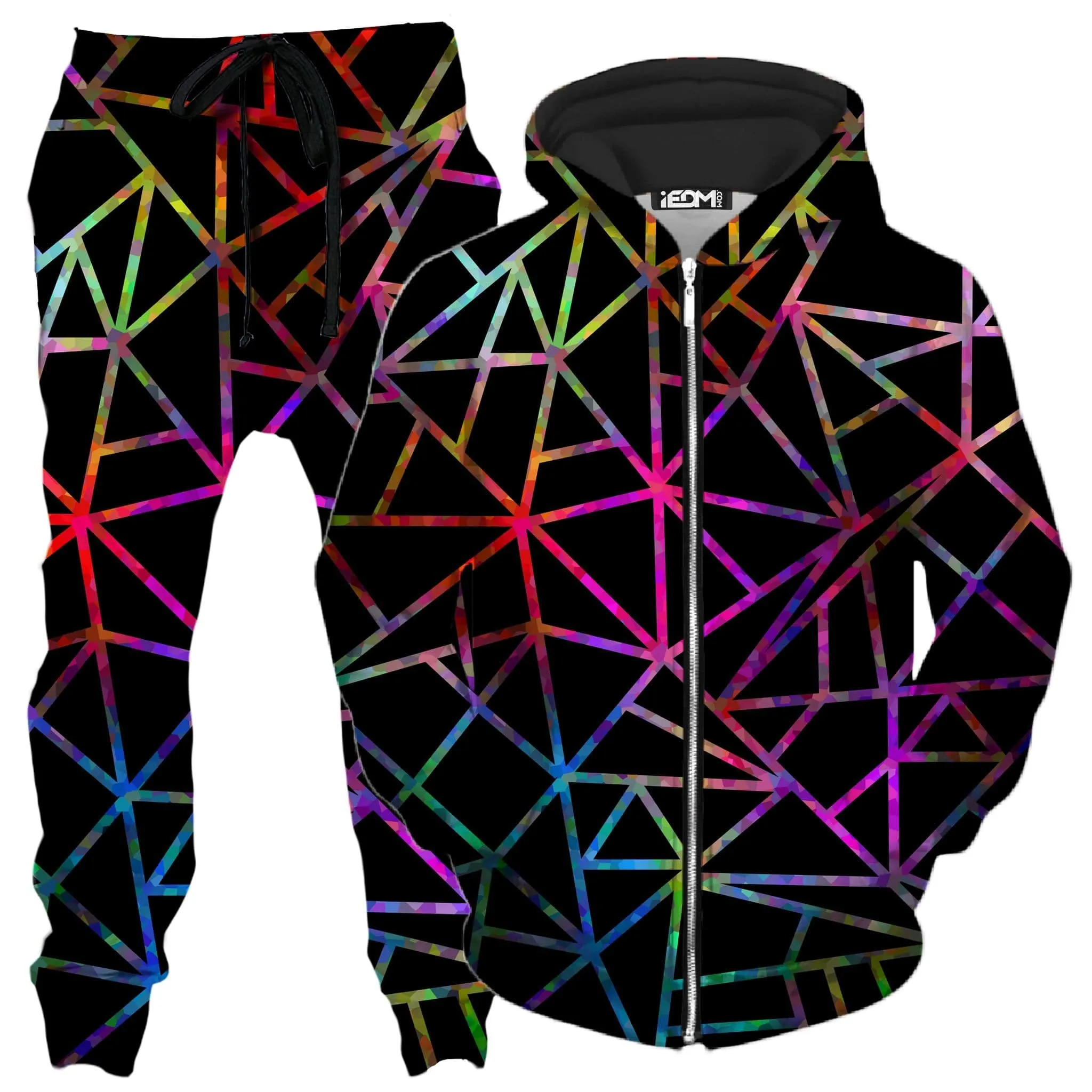 Webbed Geometric Zip-Up Hoodie and Joggers Combo sold by iEDM