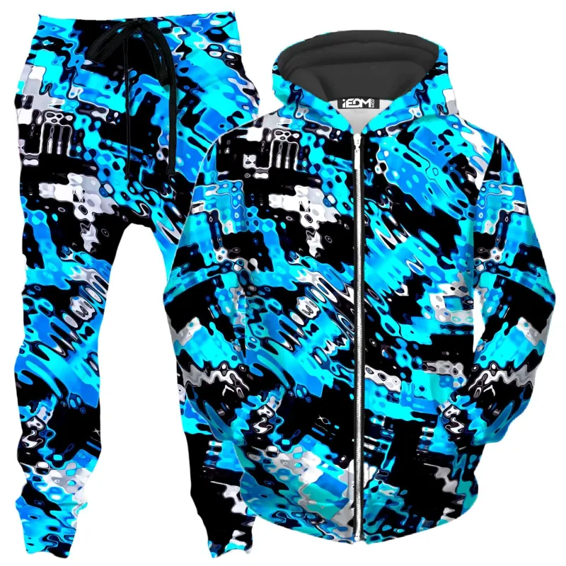 Aqua Rave Zip-Up Hoodie and Joggers Combo sold by iEDM