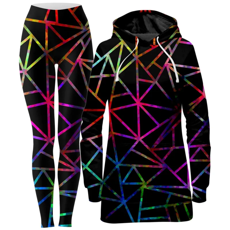 Webbed Geometric Hoodie Dress and Leggings Combo sold by iEDM