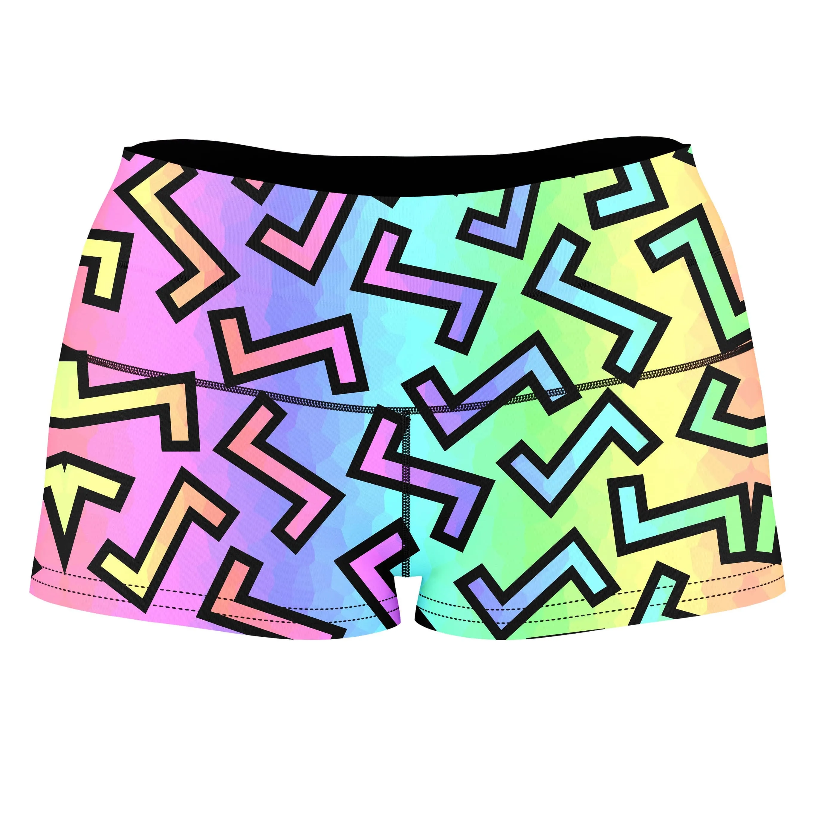 80s Rainbow High-Waisted Women's Shorts sold by iEDM