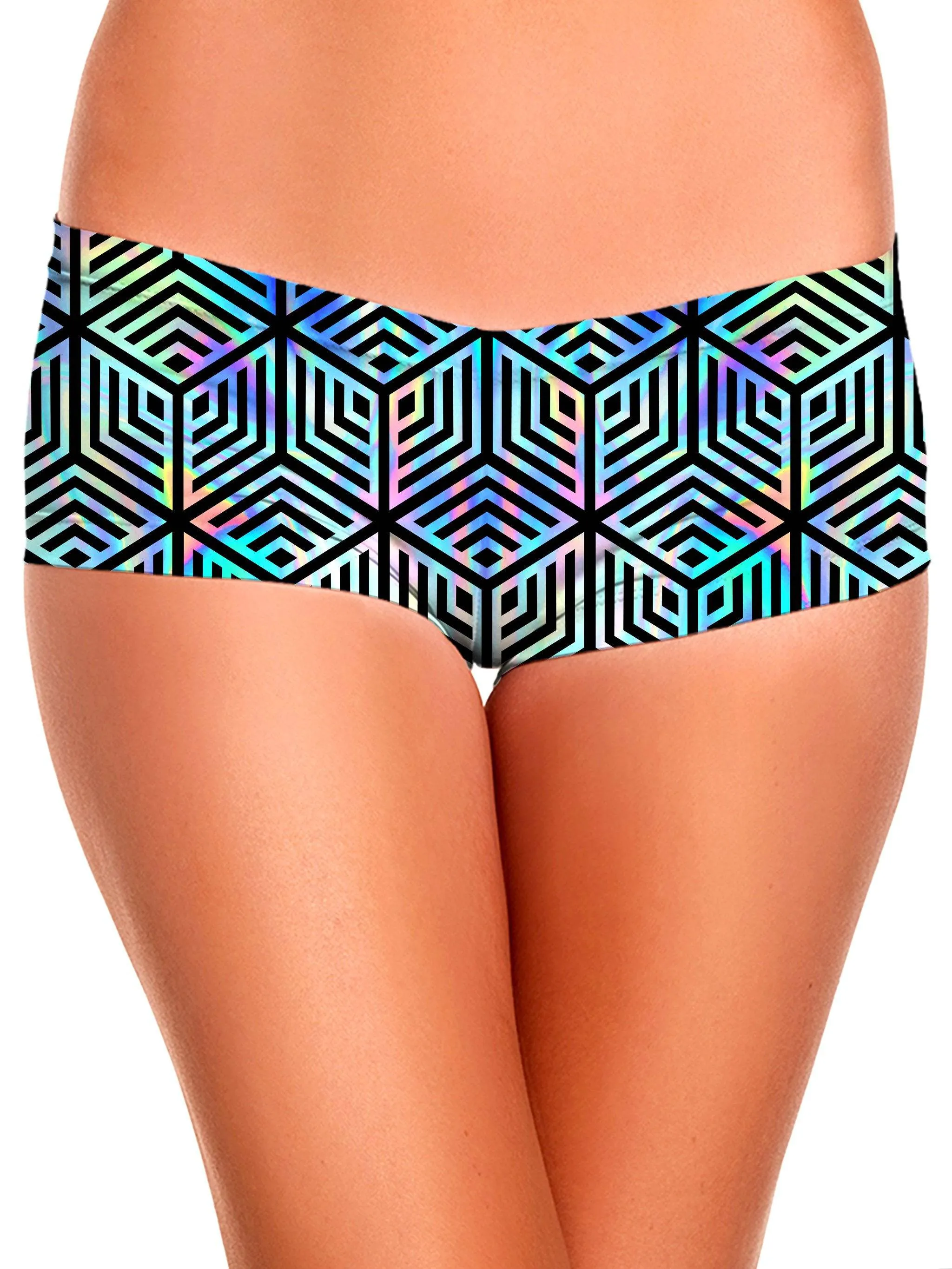 Holographic Hexagon Crop Top and Booty Shorts Combo sold by iEDM product image thumbnail 3