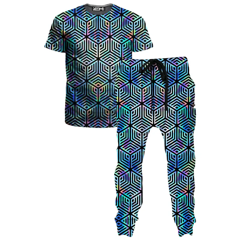 Holographic Hexagon T-Shirt and Joggers Combo made by iEDM