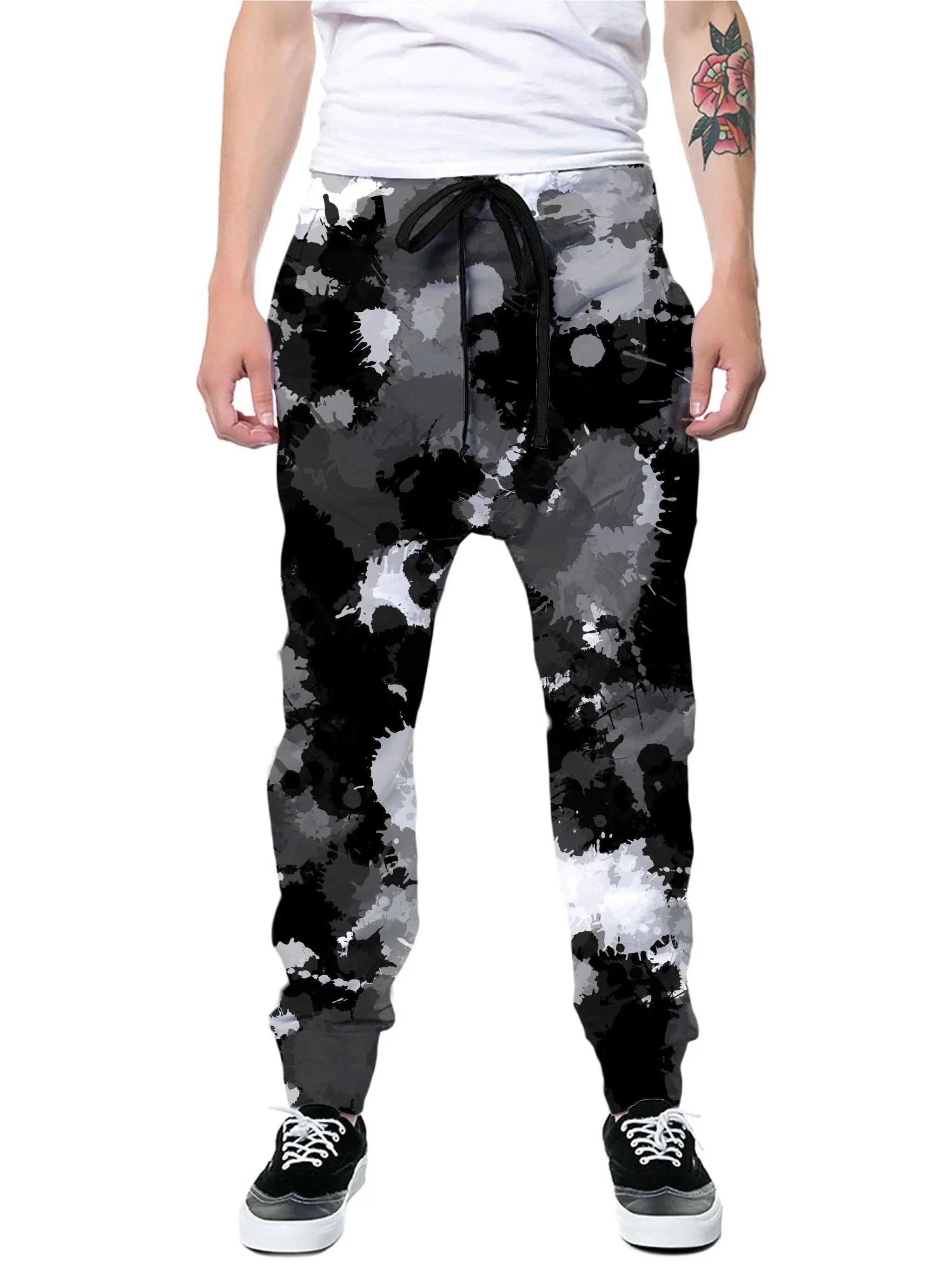 Black White and Grey Paint Splatter T-Shirt and Joggers Combo sold by iEDM product image thumbnail 3