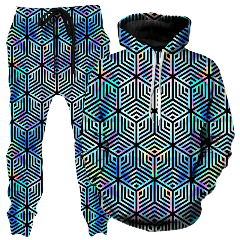 Holographic Hexagon Hoodie and Joggers Combo sold by iEDM