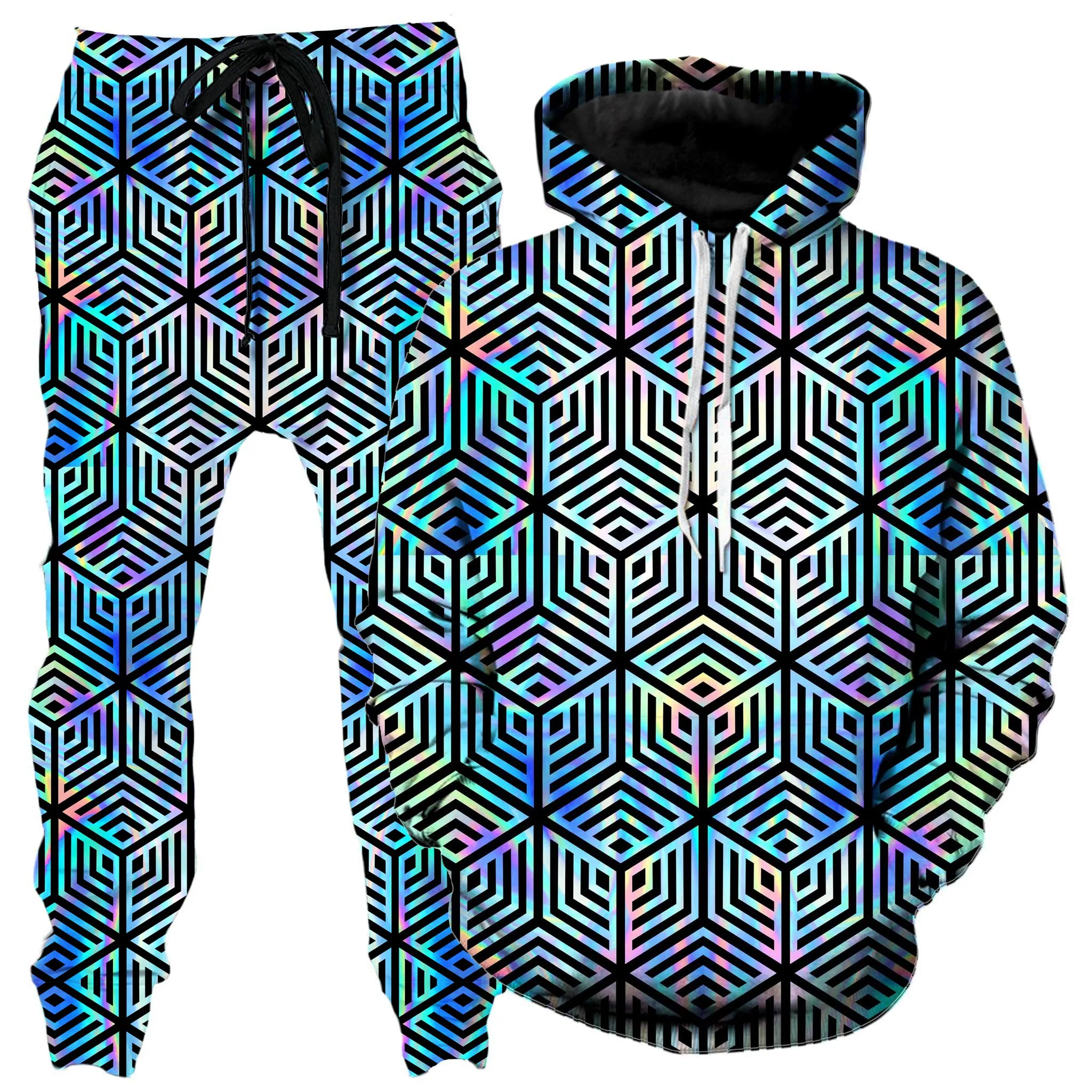 Holographic Hexagon Hoodie and Joggers Combo sold by iEDM