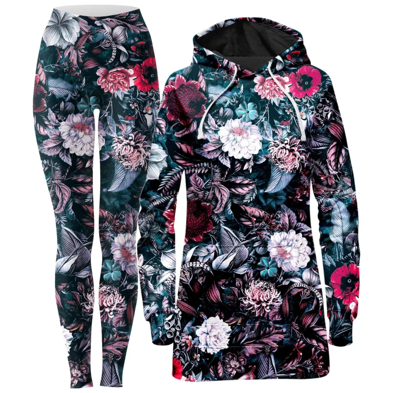 Blue Garden Hoodie Dress and Leggings Combo sold by iEDM
