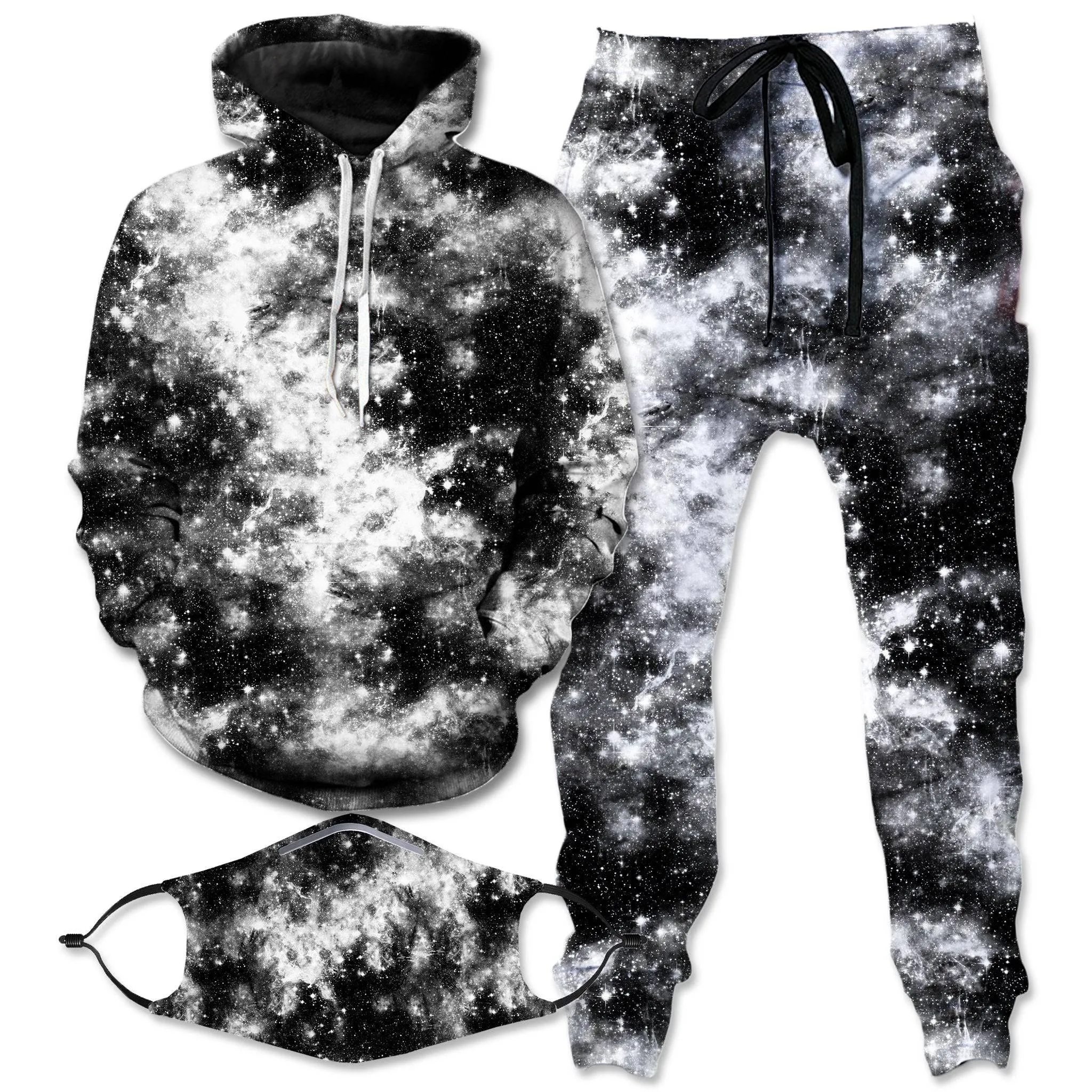 Deep Dark Galaxy Hoodie and Joggers with PM 2.5 Face Mask Combo sold by iEDM