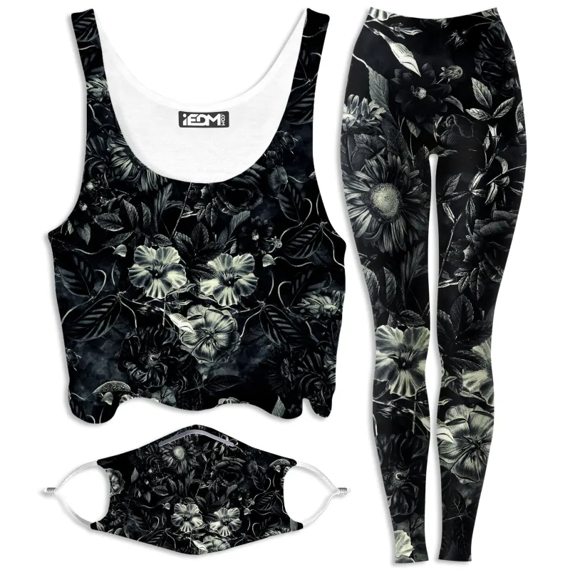 Darkness Crop Top and Leggings with PM 2.5 Face Mask Combo sold by iEDM
