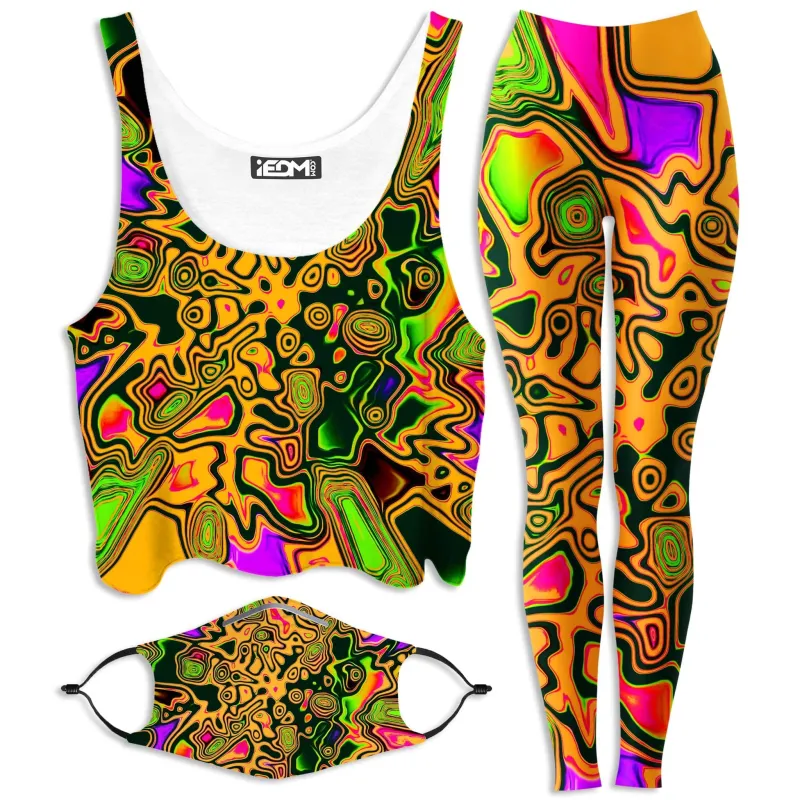Splash Of The 90s Crop Top and Leggings with PM 2.5 Face Mask Combo sold by iEDM