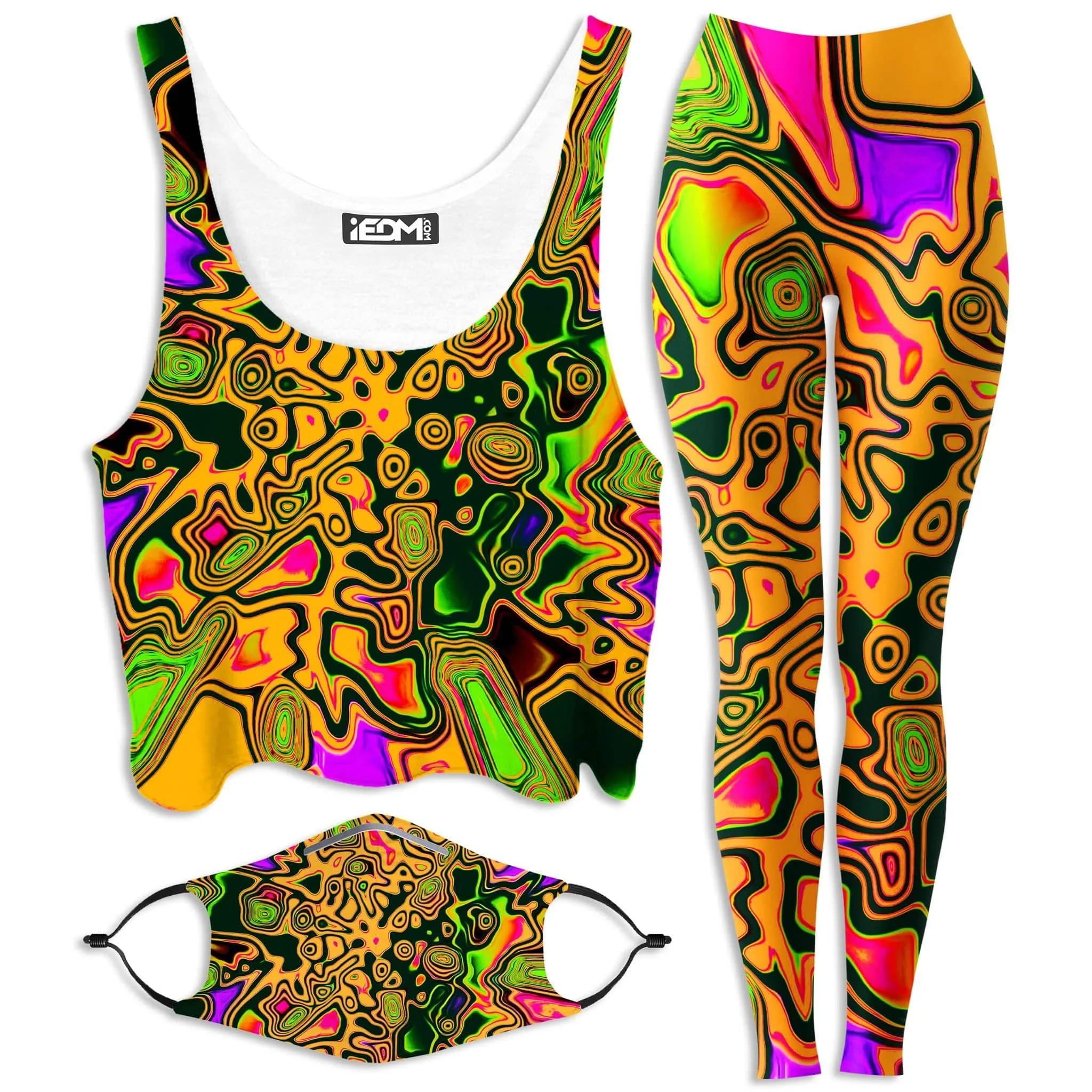 Splash Of The 90s Crop Top and Leggings with PM 2.5 Face Mask Combo sold by iEDM