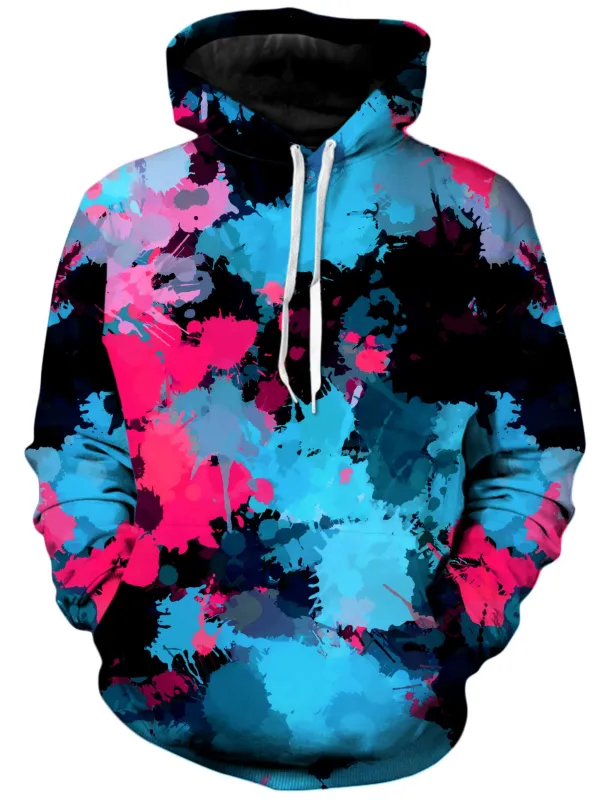 Pink and Blue Paint Splatter Unisex Hoodie sold by iEDM