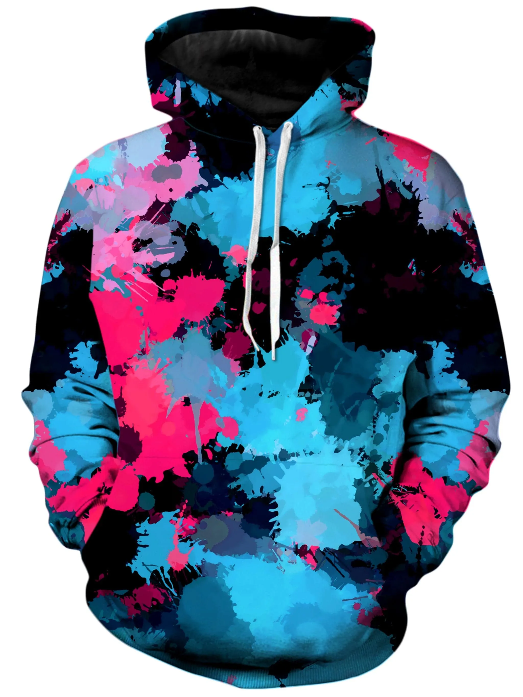 Pink and Blue Paint Splatter Unisex Hoodie sold by iEDM