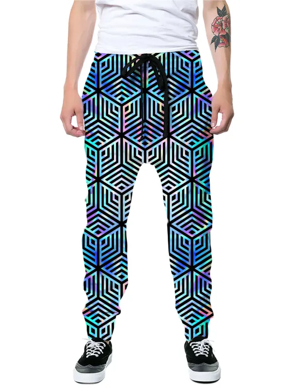 Holographic Hexagon Joggers sold by iEDM