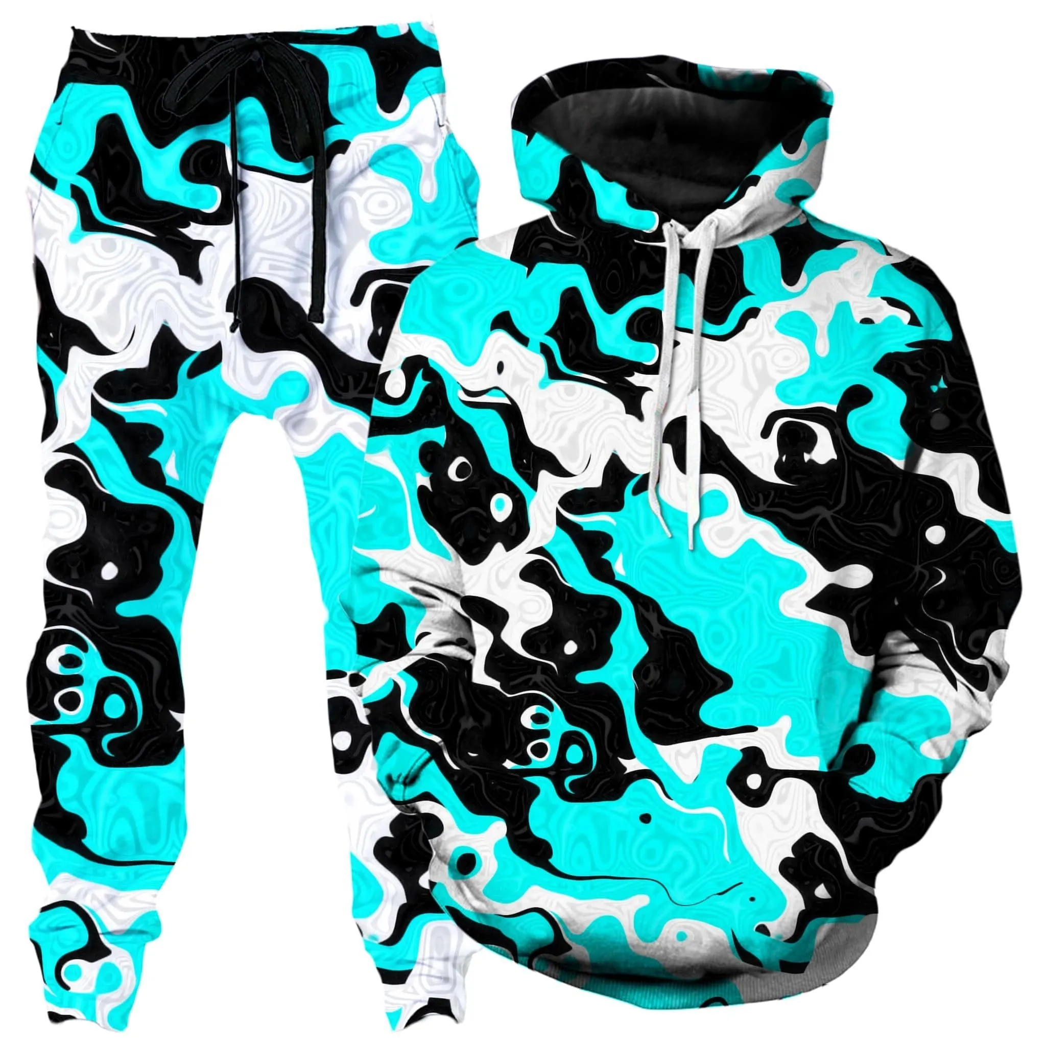 Oil Spill Rave Camo Hoodie and Joggers Combo sold by iEDM