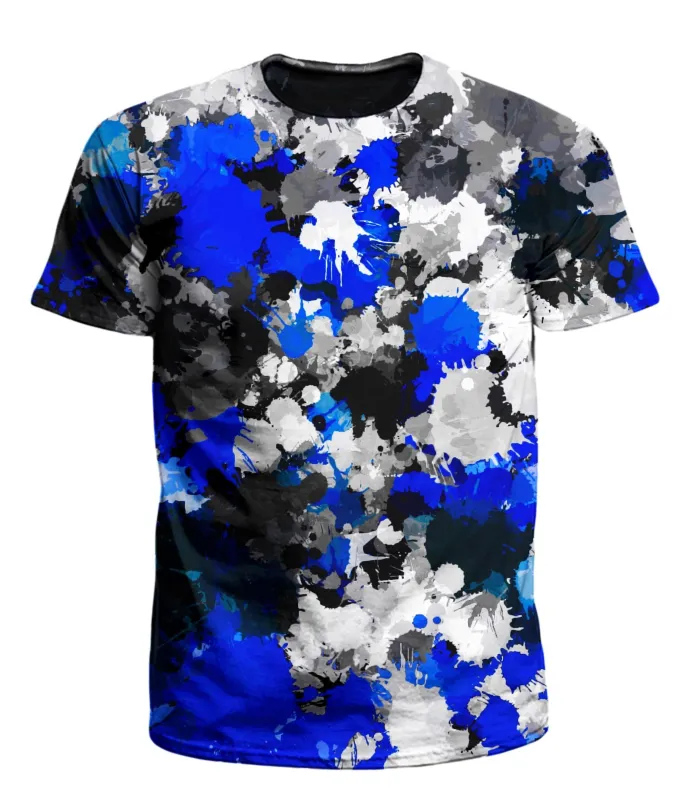 Blue and Grey Paint Splatter Men's T-Shirt sold by iEDM