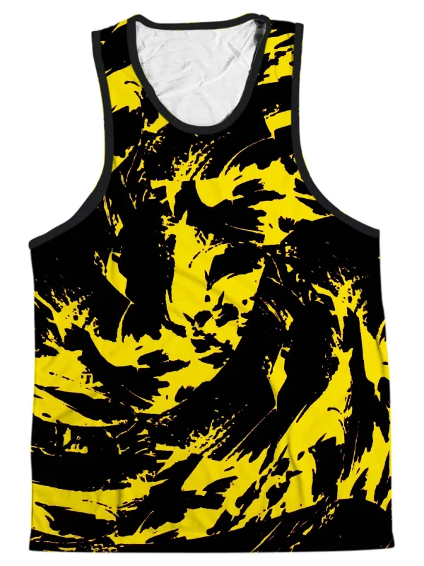 Black and Yellow Paint Splatter Men's Tank sold by iEDM
