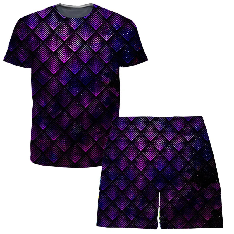 Galactic Dragon Scale Purple T-Shirt and Shorts Combo sold by iEDM