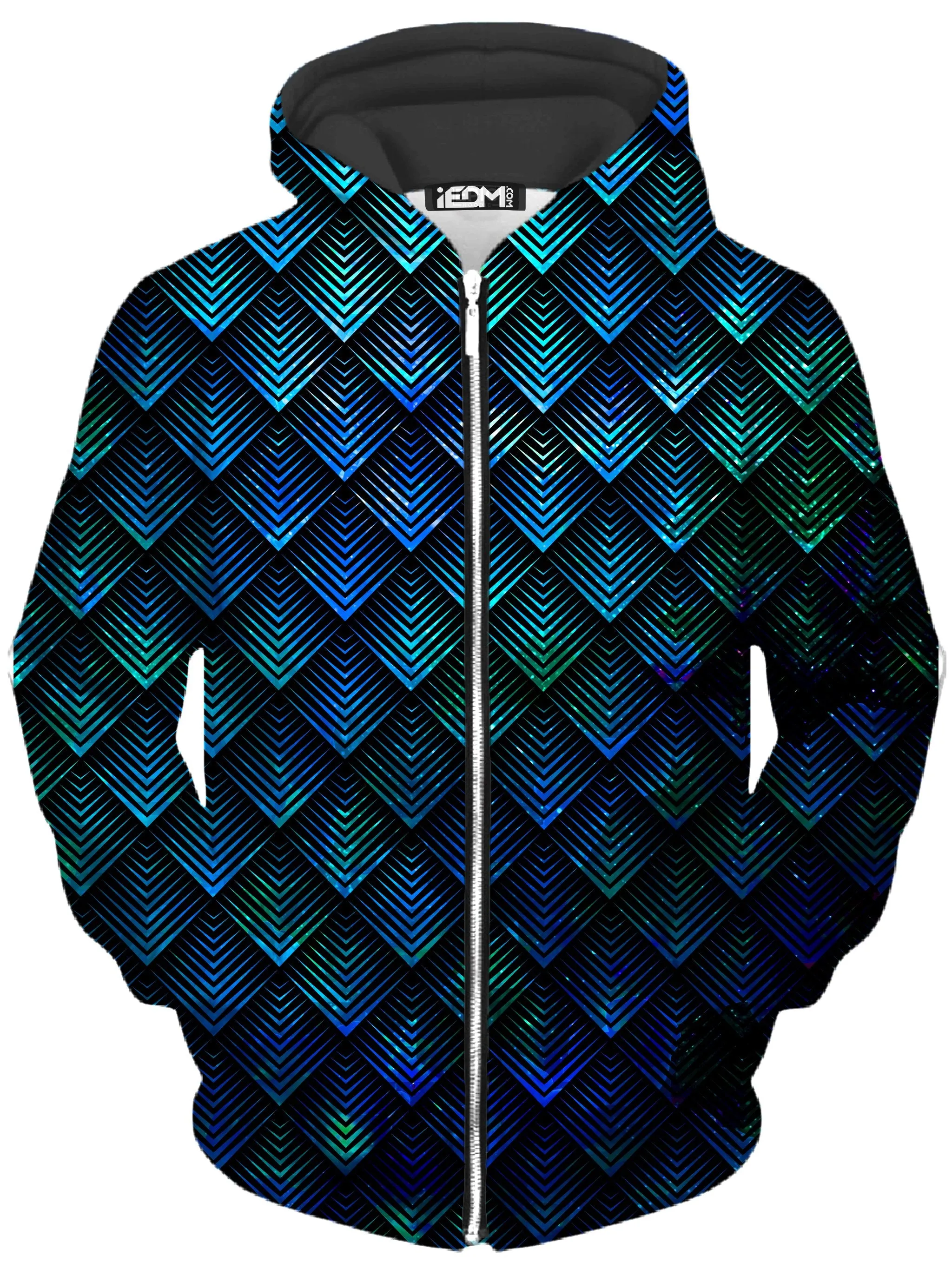 Galactic Dragon Scale Teal Unisex Zip-Up Hoodie sold by iEDM