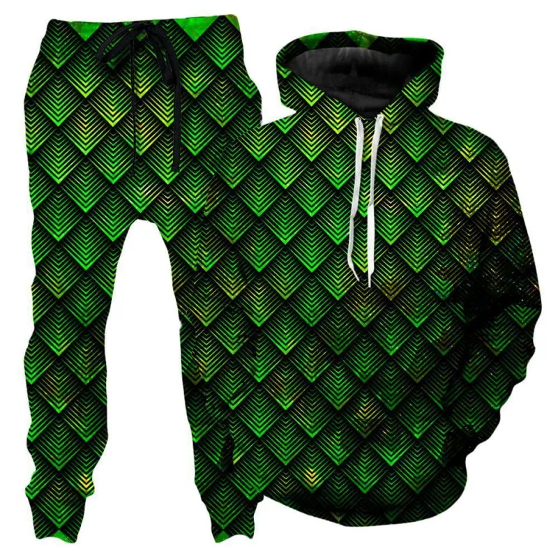Galactic Dragon Scale Green Hoodie and Joggers Combo sold by iEDM