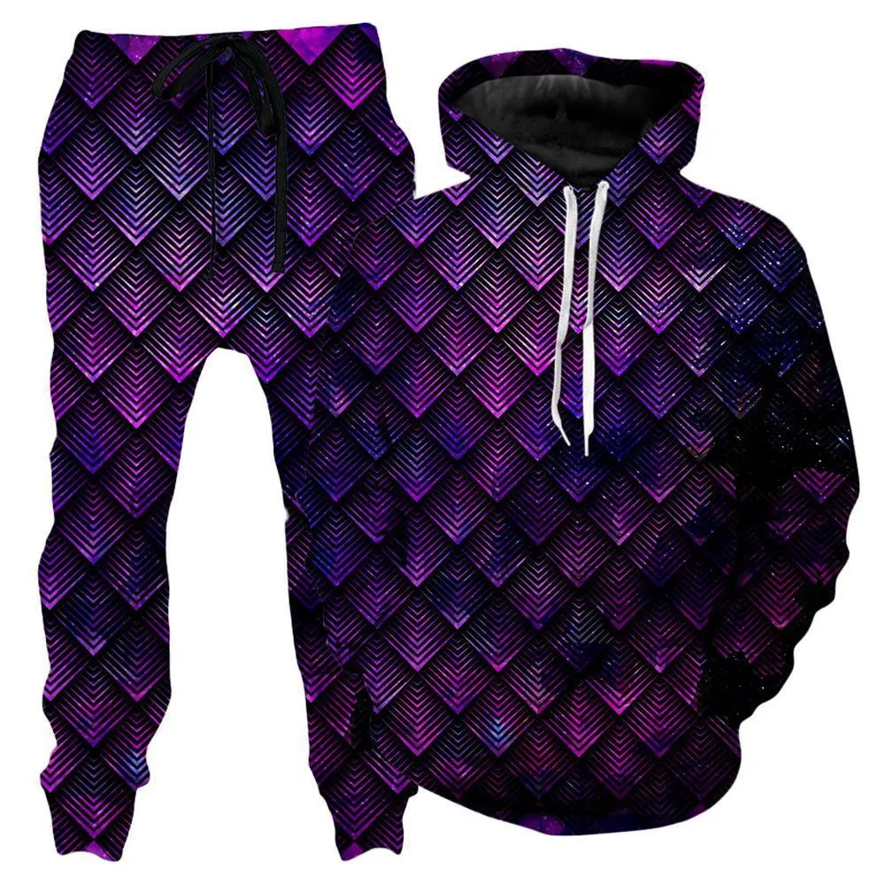 Galactic Dragon Scale Purple Hoodie and Joggers Combo sold by iEDM