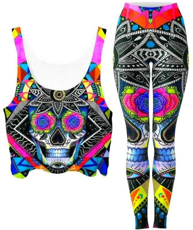 Suger Skull Crop Top and Leggings Combo sold by iEDM