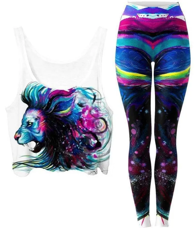 Lion Color Crop Top and Leggings Combo made by iEDM