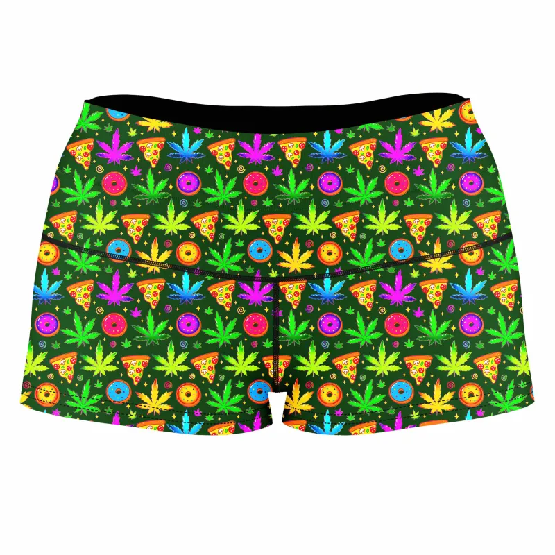 Ganja Motif High-Waisted Women's Shorts sold by iEDM