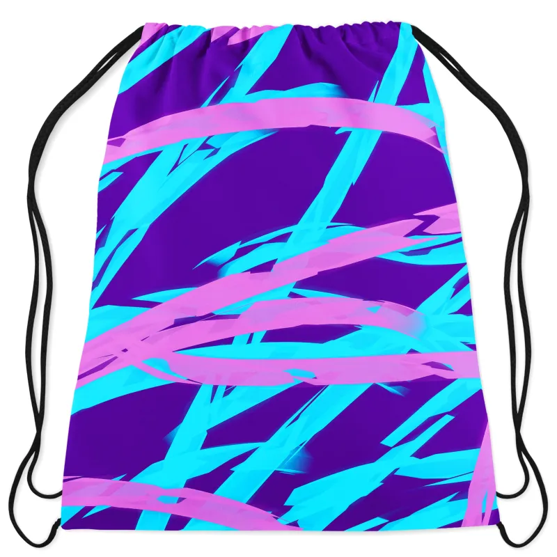 Purple and Blue Rave Abstract Drawstring Bag sold by iEDM