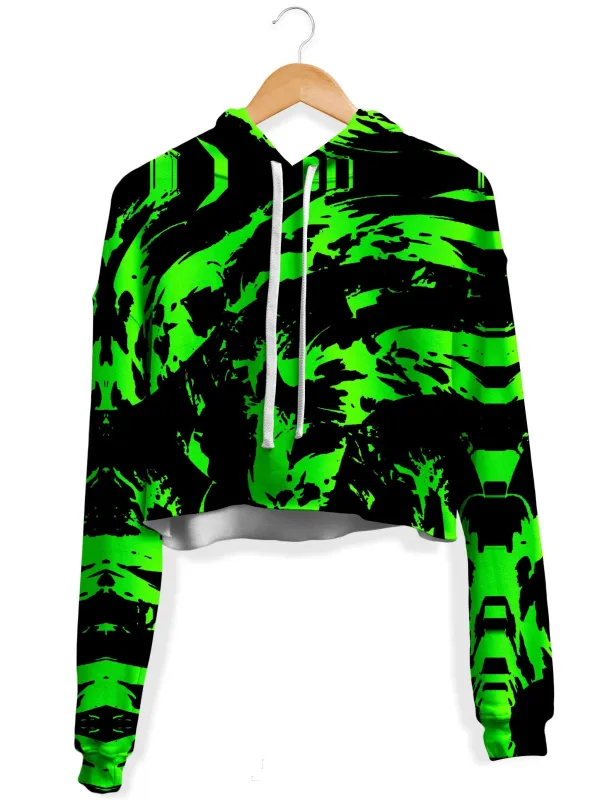Neon Graffiti Paint Splatter Fleece Crop Hoodie sold by iEDM