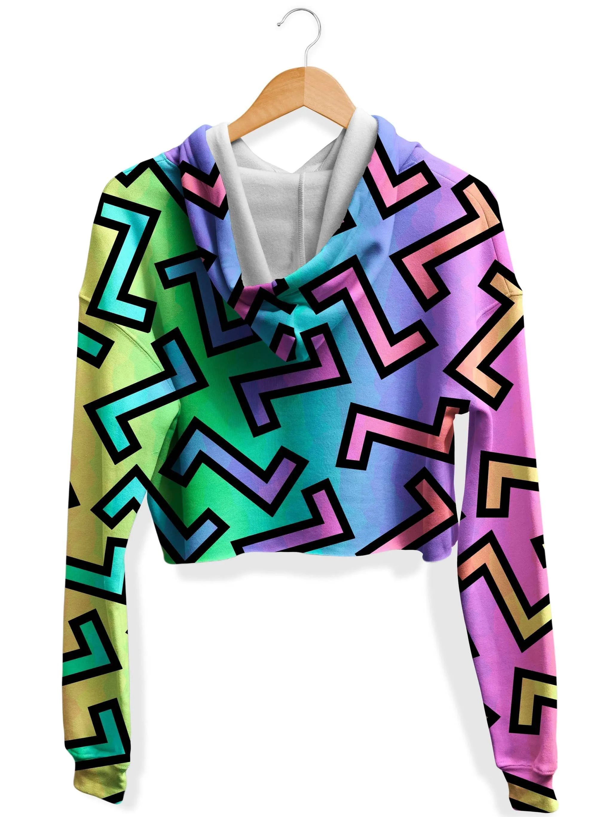 80s Rainbow Fleece Crop Hoodie sold by iEDM product image thumbnail 2