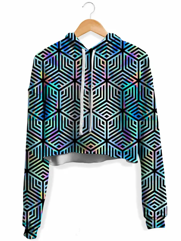 Holographic Hexagon Fleece Crop Hoodie sold by iEDM