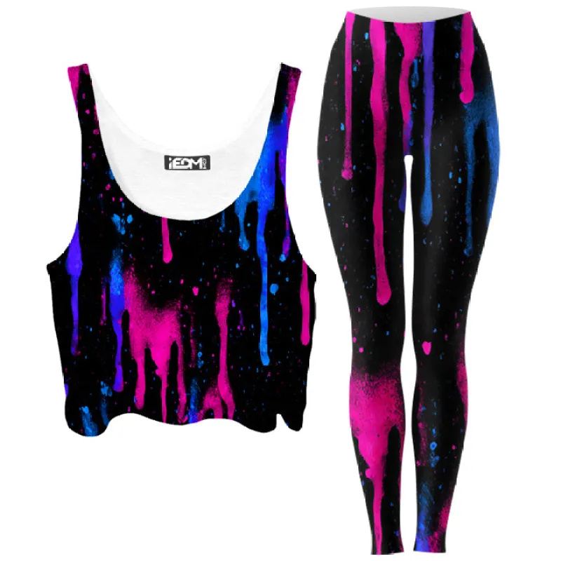 Neon Cascade Crop Top and Leggings Combo sold by iEDM