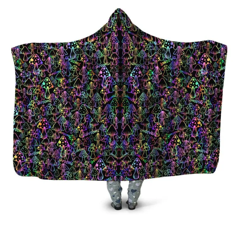 Psychedelic Shrooms Hooded Blanket sold by iEDM