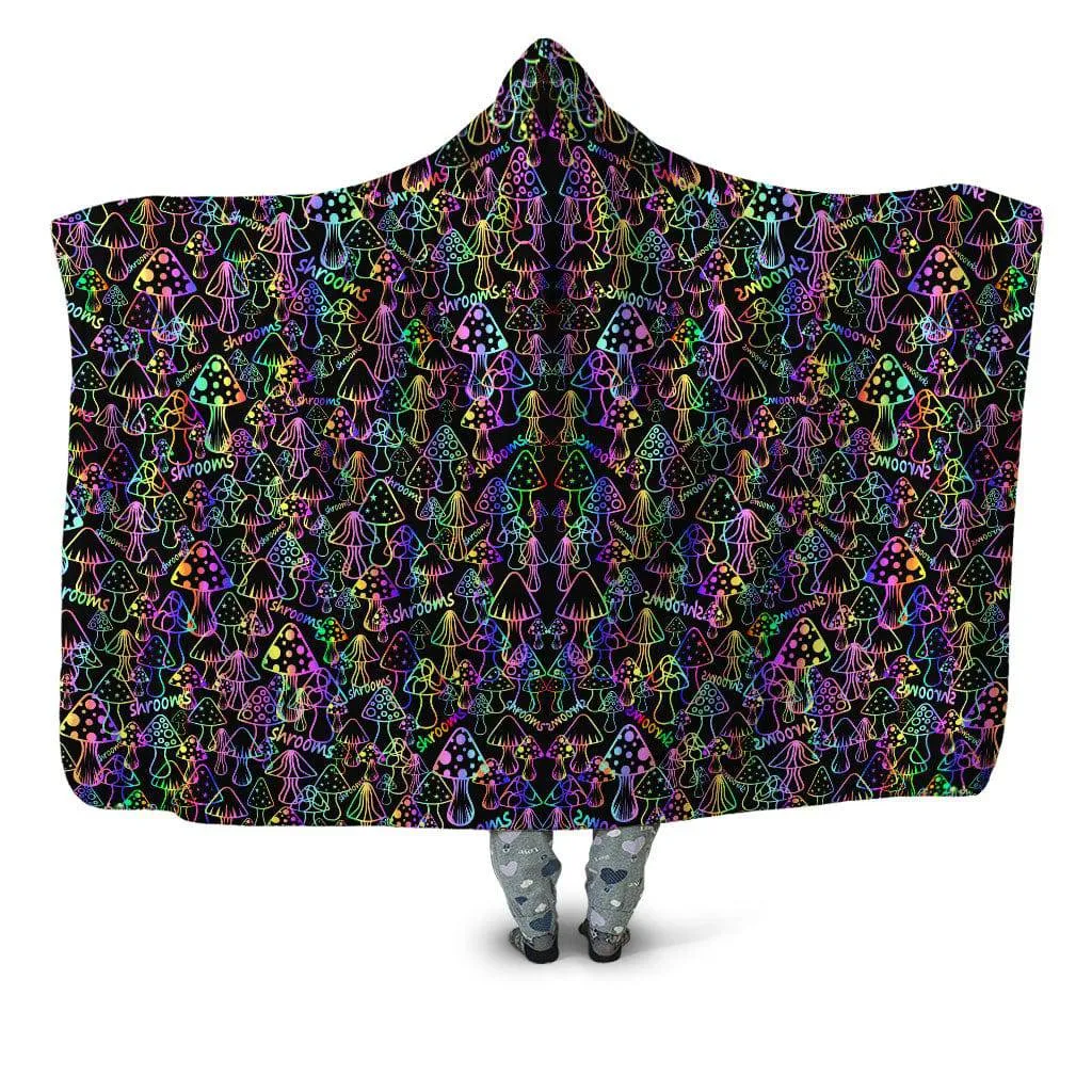 Psychedelic Shrooms Hooded Blanket sold by iEDM