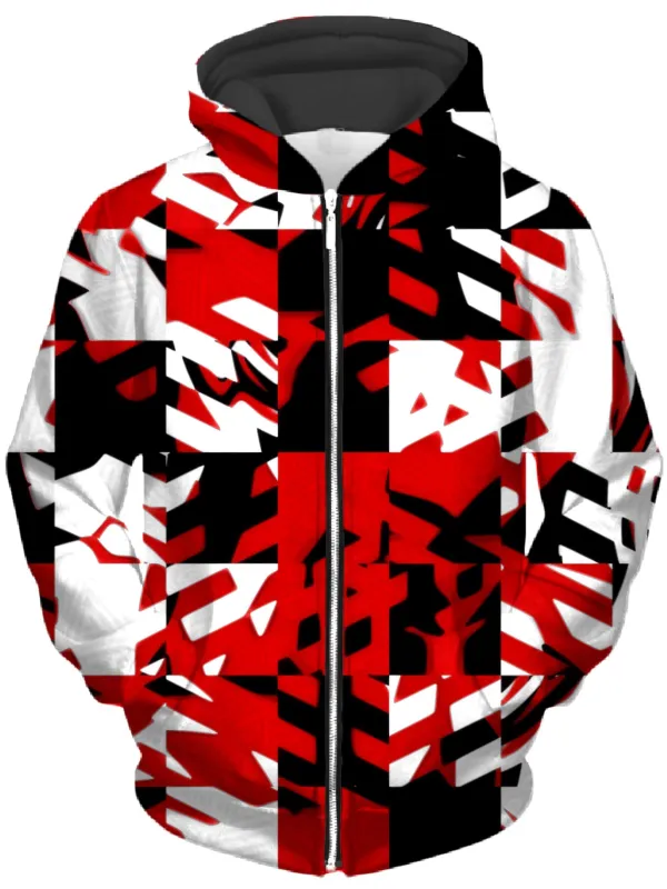 Red Digital Unisex Zip-Up Hoodie sold by iEDM